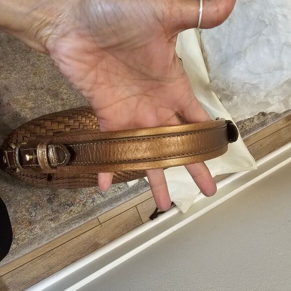 Cole Haan Leather Gold Hobo Handbag with Cloth Bag - Picture 7 of 14